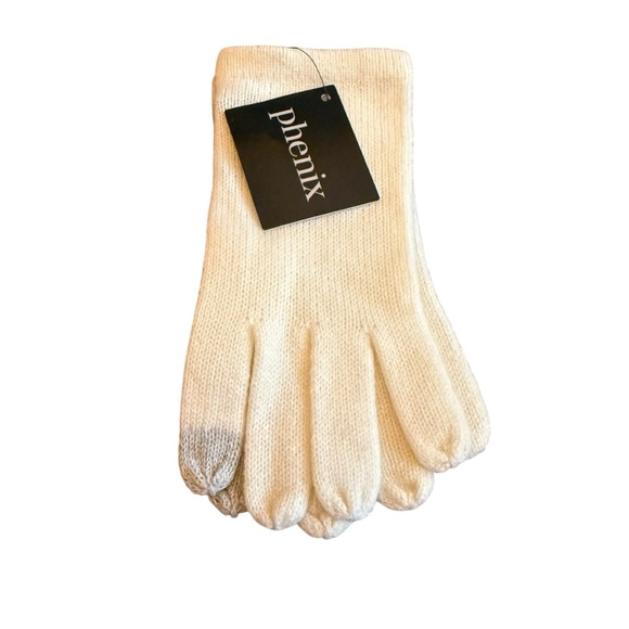 Phenix 100% Cashmere Knitted Tech Gloves Off White NEW OS - Picture 1 of 4
